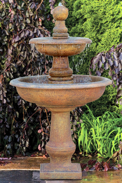 Two Tier Monticello Fountain is hand poured in the USA Cement